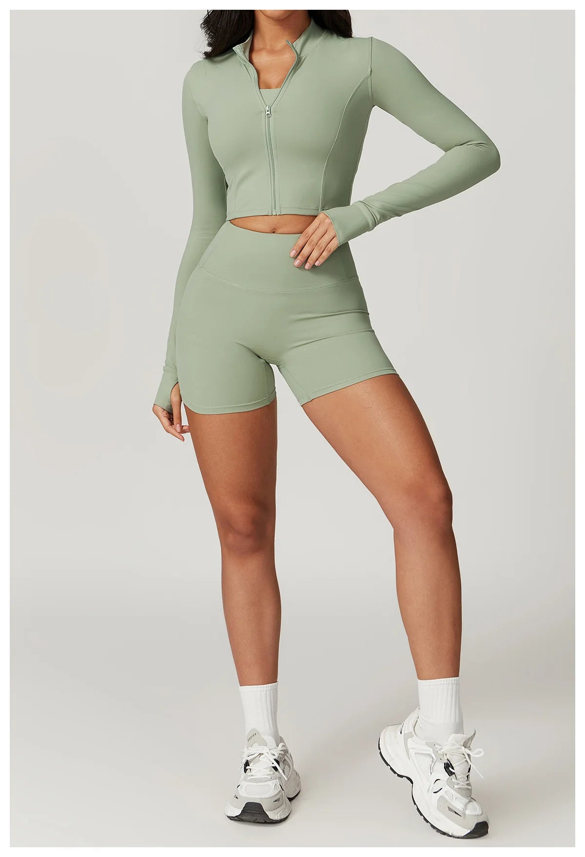 3PCS Yoga Set Women Workout Sets Sportswear Gym Clothing Fitness zipper Long Sleeve High Waist Leggings Sports Suits Yoga Suit