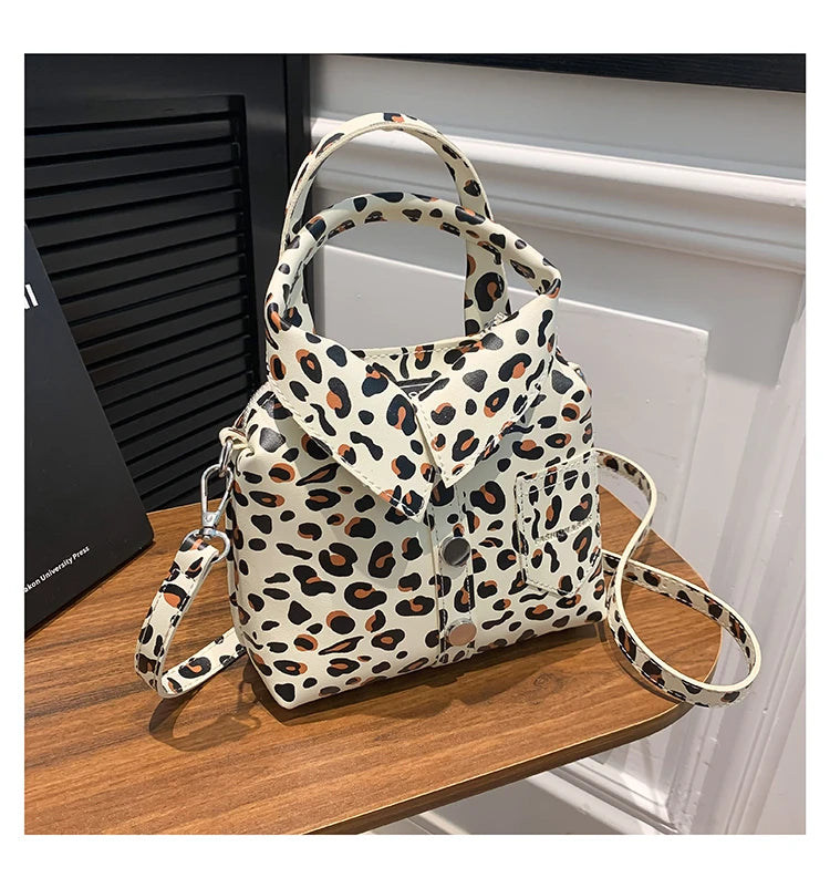 PU Square Compact Shoulder and Crossbody Bags Unique Design High Quality Handbags for Women 2024 Designer Style Leopard Print