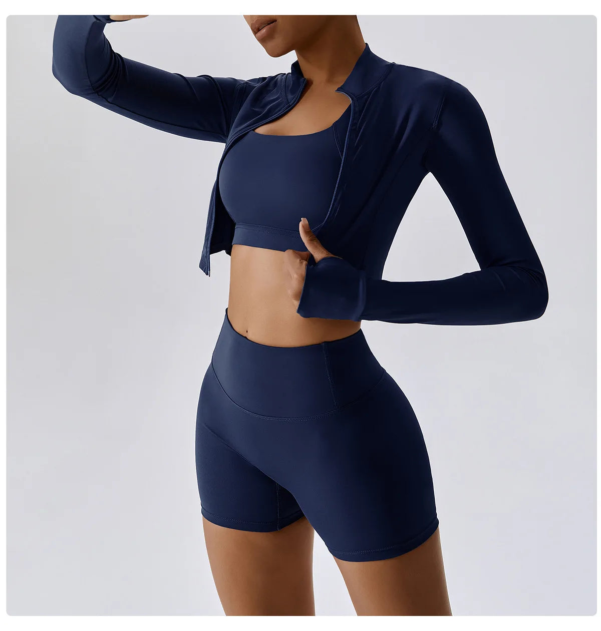 3PCS Yoga Set Women Workout Sets Sportswear Gym Clothing Fitness zipper Long Sleeve High Waist Leggings Sports Suits Yoga Suit
