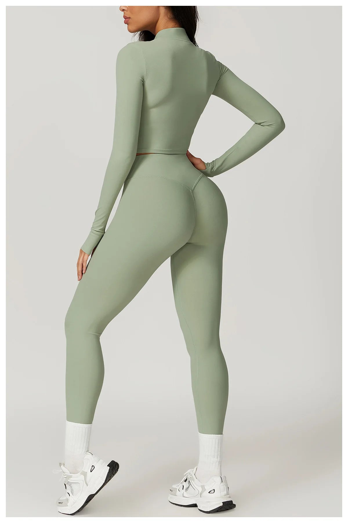 3PCS Yoga Set Women Workout Sets Sportswear Gym Clothing Fitness zipper Long Sleeve High Waist Leggings Sports Suits Yoga Suit