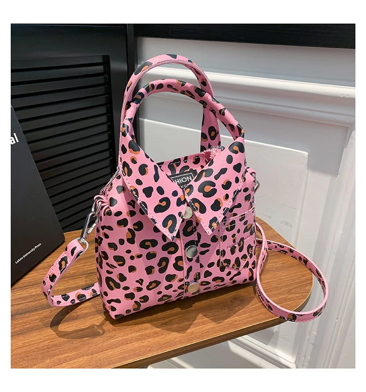 PU Square Compact Shoulder and Crossbody Bags Unique Design High Quality Handbags for Women 2024 Designer Style Leopard Print