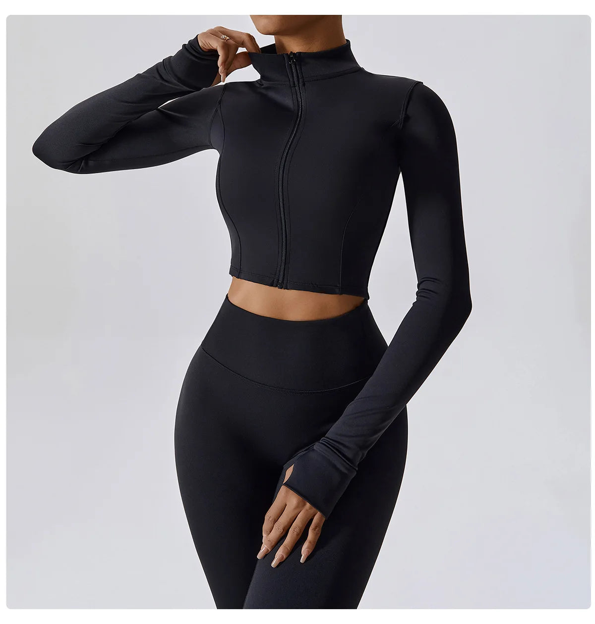 3PCS Yoga Set Women Workout Sets Sportswear Gym Clothing Fitness zipper Long Sleeve High Waist Leggings Sports Suits Yoga Suit