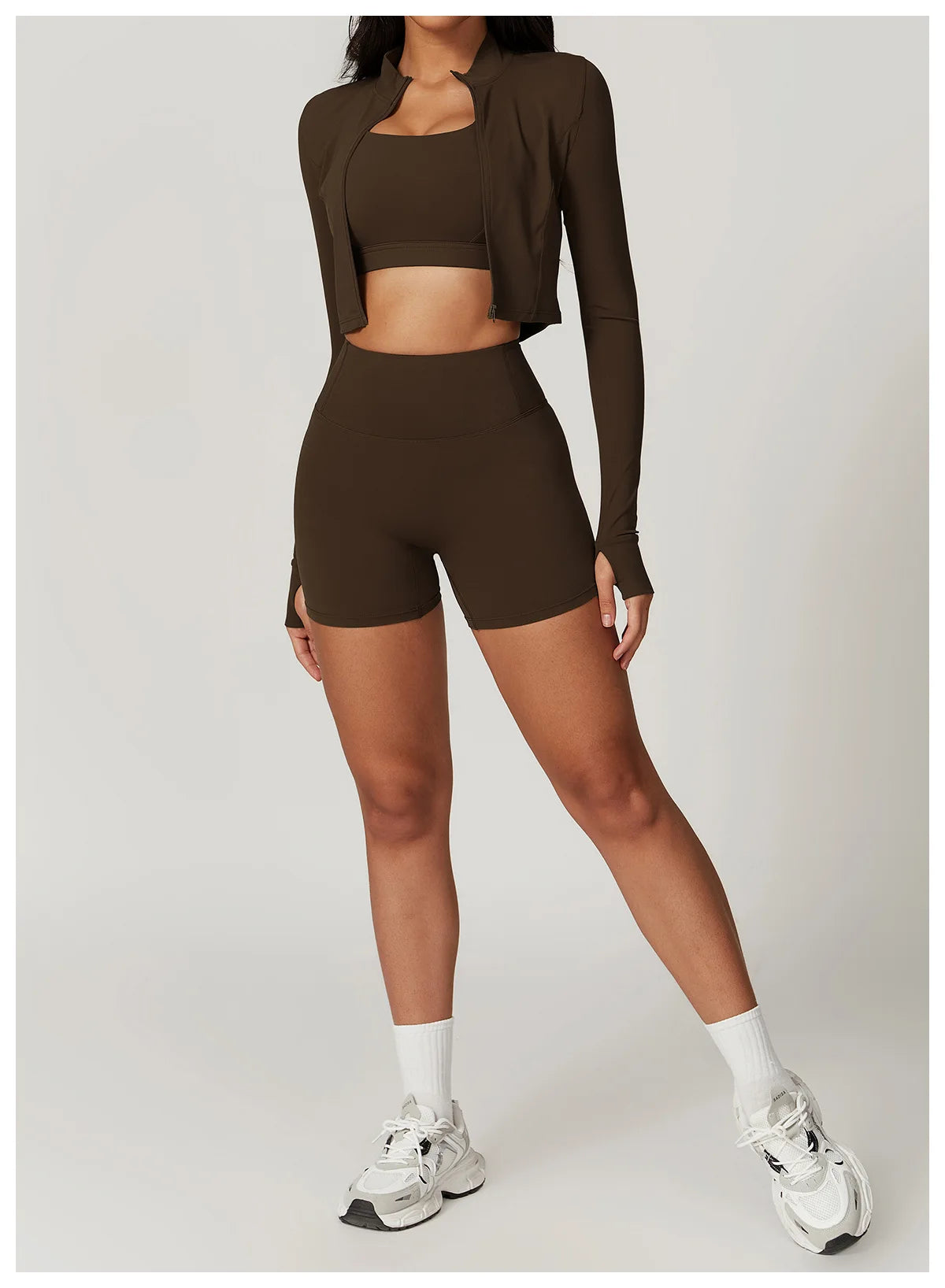 3PCS Yoga Set Women Workout Sets Sportswear Gym Clothing Fitness zipper Long Sleeve High Waist Leggings Sports Suits Yoga Suit