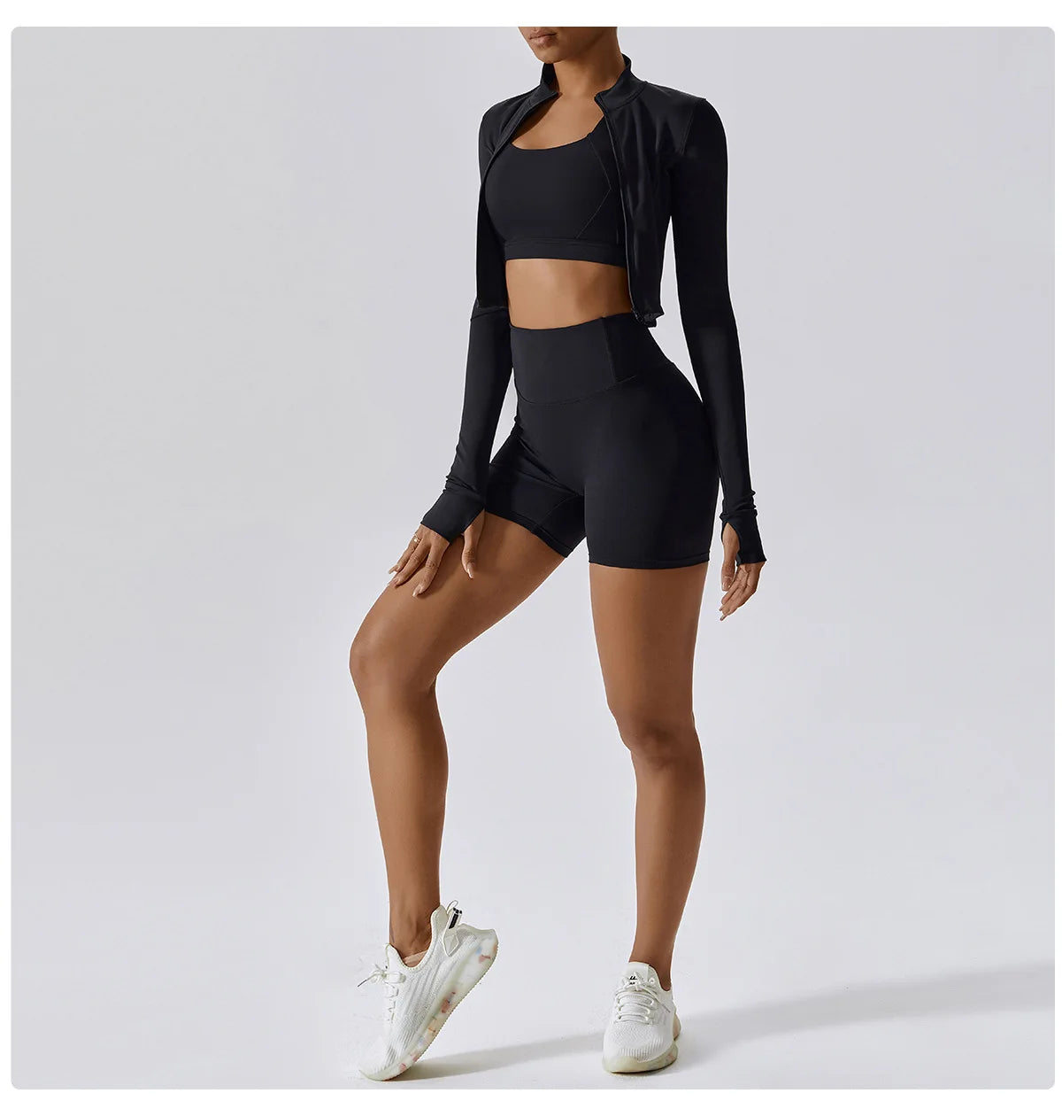 3PCS Yoga Set Women Workout Sets Sportswear Gym Clothing Fitness zipper Long Sleeve High Waist Leggings Sports Suits Yoga Suit