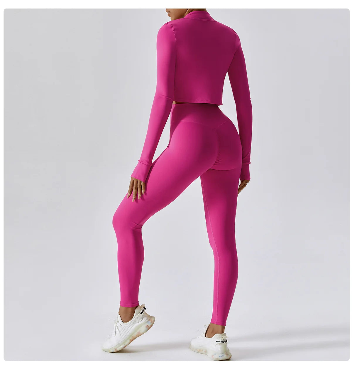 3PCS Yoga Set Women Workout Sets Sportswear Gym Clothing Fitness zipper Long Sleeve High Waist Leggings Sports Suits Yoga Suit