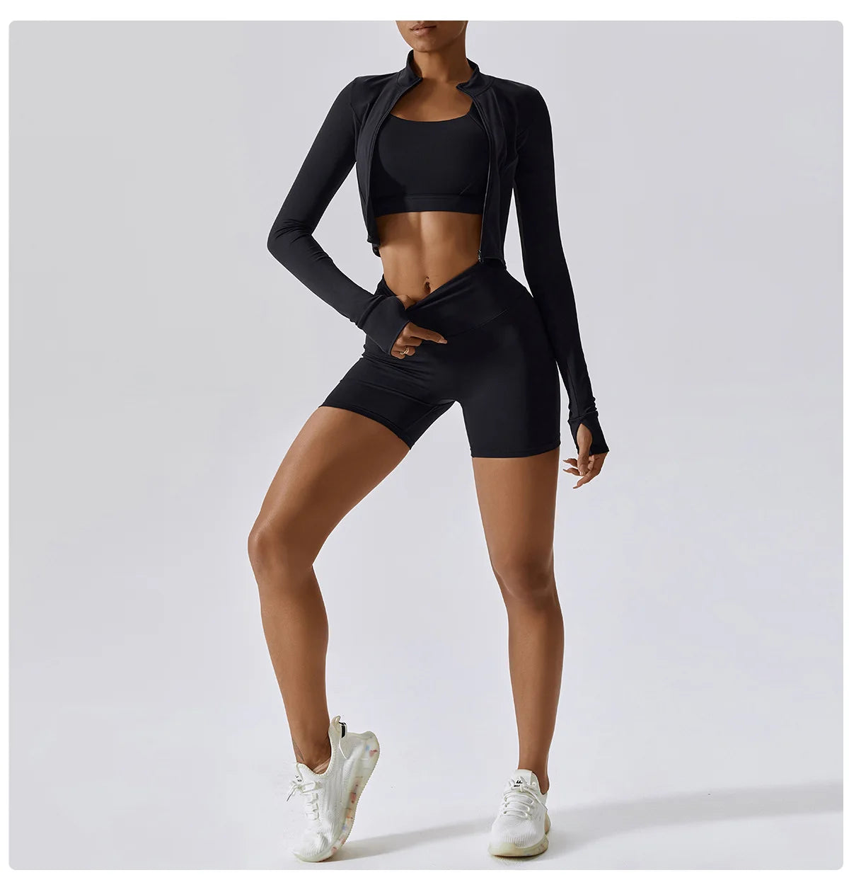 3PCS Yoga Set Women Workout Sets Sportswear Gym Clothing Fitness zipper Long Sleeve High Waist Leggings Sports Suits Yoga Suit