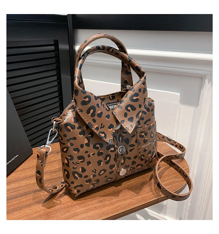 PU Square Compact Shoulder and Crossbody Bags Unique Design High Quality Handbags for Women 2024 Designer Style Leopard Print