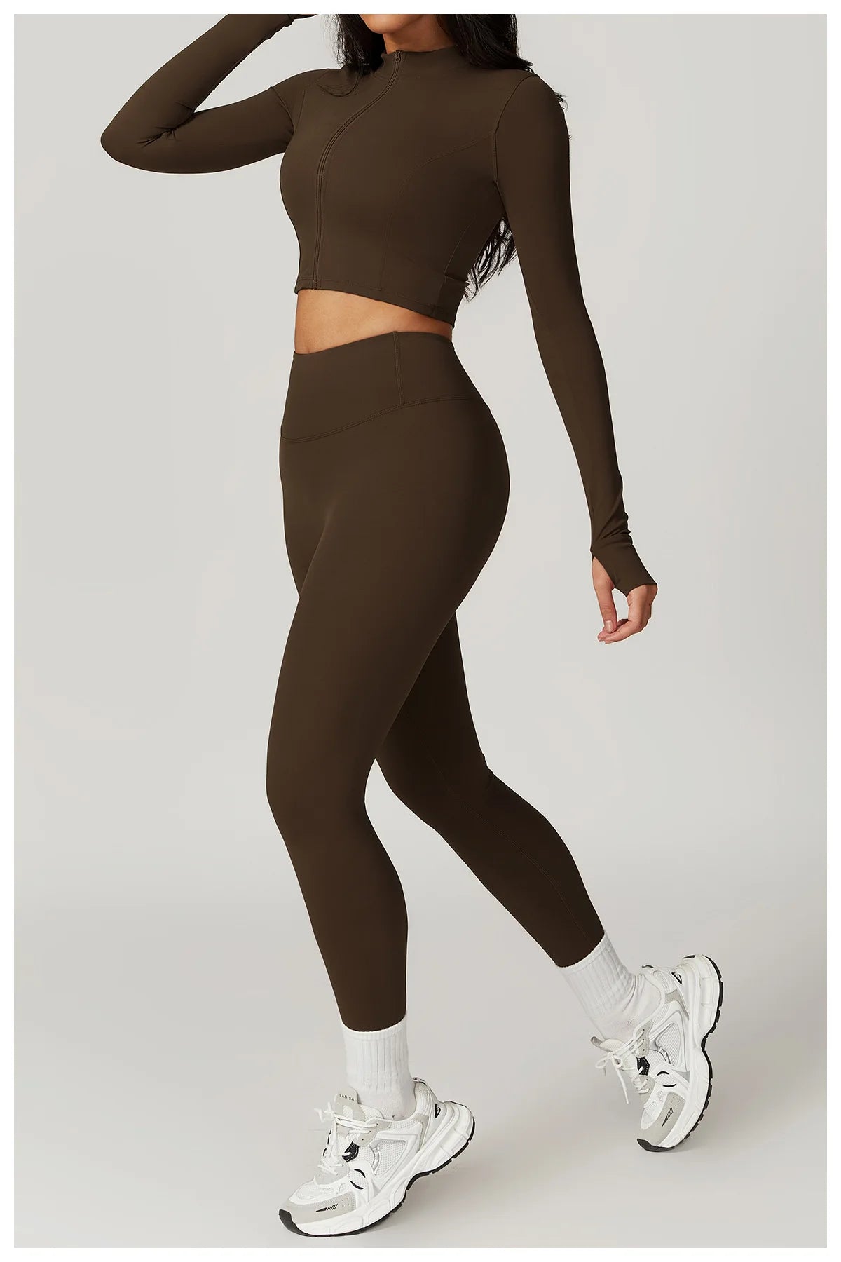 3PCS Yoga Set Women Workout Sets Sportswear Gym Clothing Fitness zipper Long Sleeve High Waist Leggings Sports Suits Yoga Suit