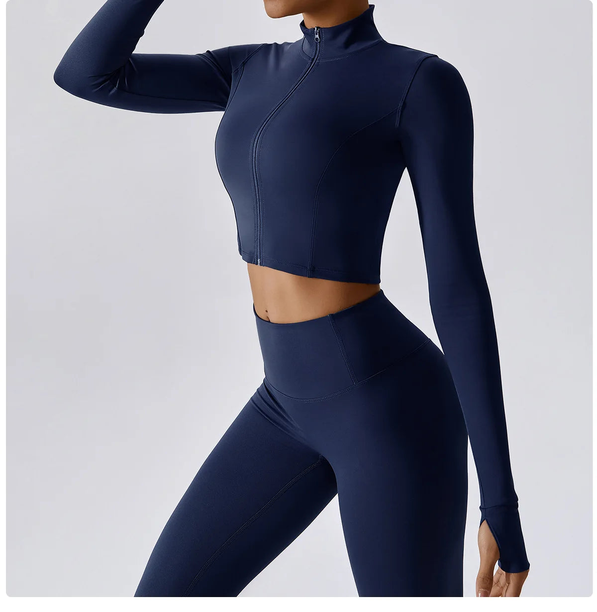 3PCS Yoga Set Women Workout Sets Sportswear Gym Clothing Fitness zipper Long Sleeve High Waist Leggings Sports Suits Yoga Suit