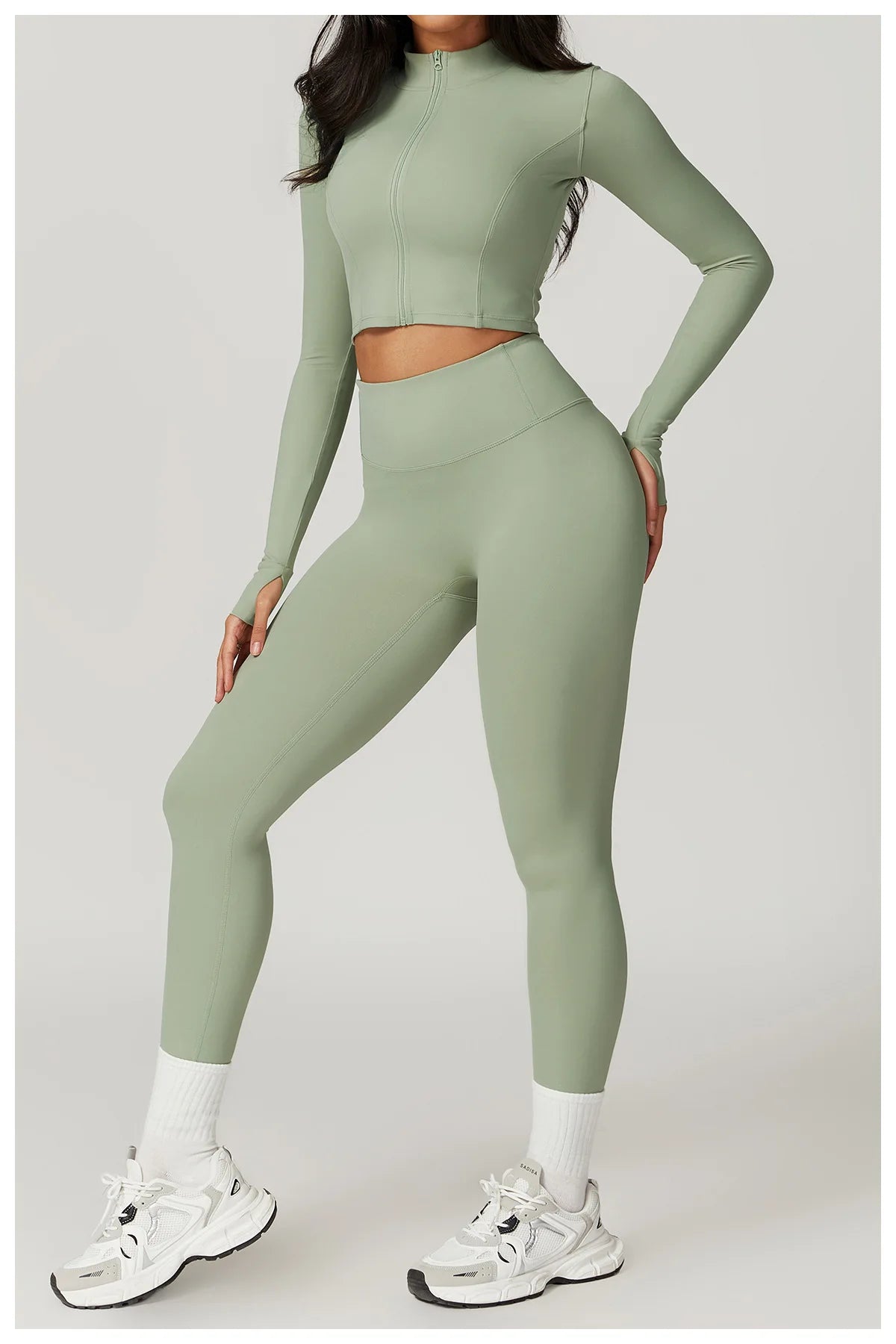 3PCS Yoga Set Women Workout Sets Sportswear Gym Clothing Fitness zipper Long Sleeve High Waist Leggings Sports Suits Yoga Suit