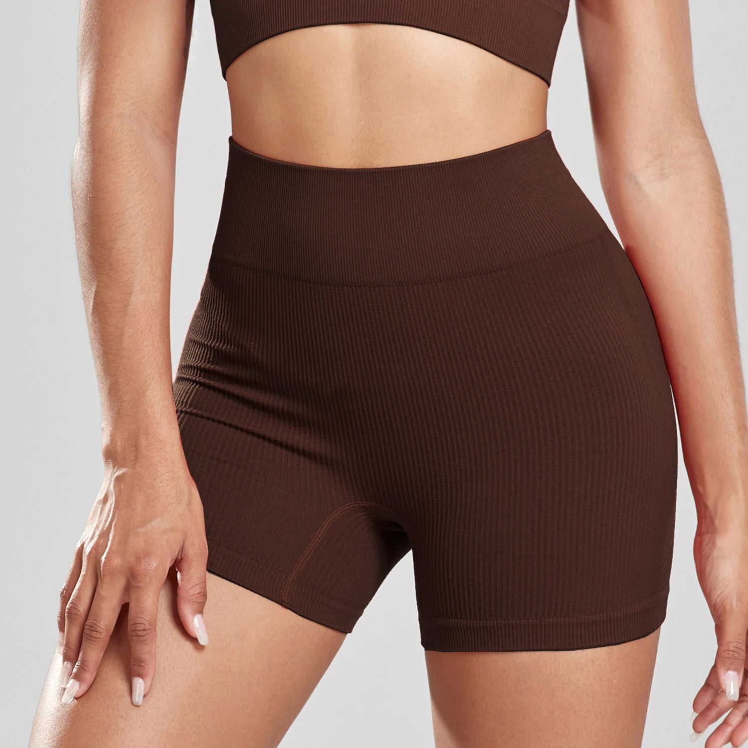New 2024 Woman Thread Fitness Shorts Sets Skinny Stretch High Waist Sexy Shorts Sets Running Outdoors Casual Fashion  Top Women