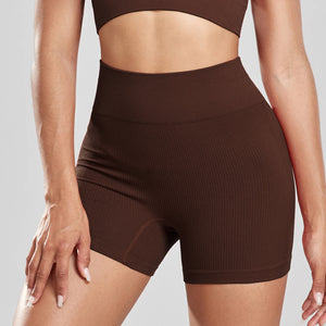 New 2024 Woman Thread Fitness Shorts Sets Skinny Stretch High Waist Sexy Shorts Sets Running Outdoors Casual Fashion  Top Women