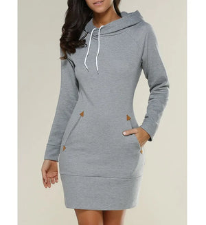 2024 woman Women's Clothing Dresses hot selling new hooded zipper pullover mid length hoodie dress in 5 colors and size 6 Dress