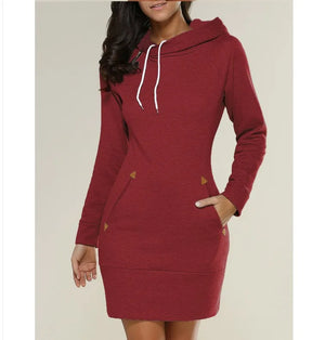2024 woman Women's Clothing Dresses hot selling new hooded zipper pullover mid length hoodie dress in 5 colors and size 6 Dress