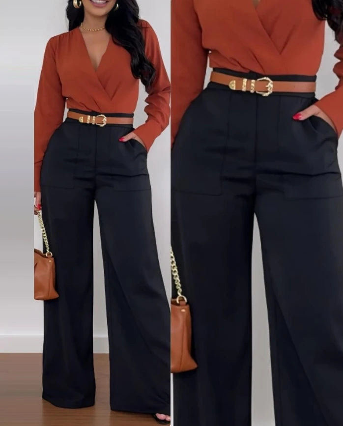 Women's Retro Fashion Trousers 2025 Spring Summer Latest Solid Color Pocket Long Version Straight Pants Versatile Suit Pants