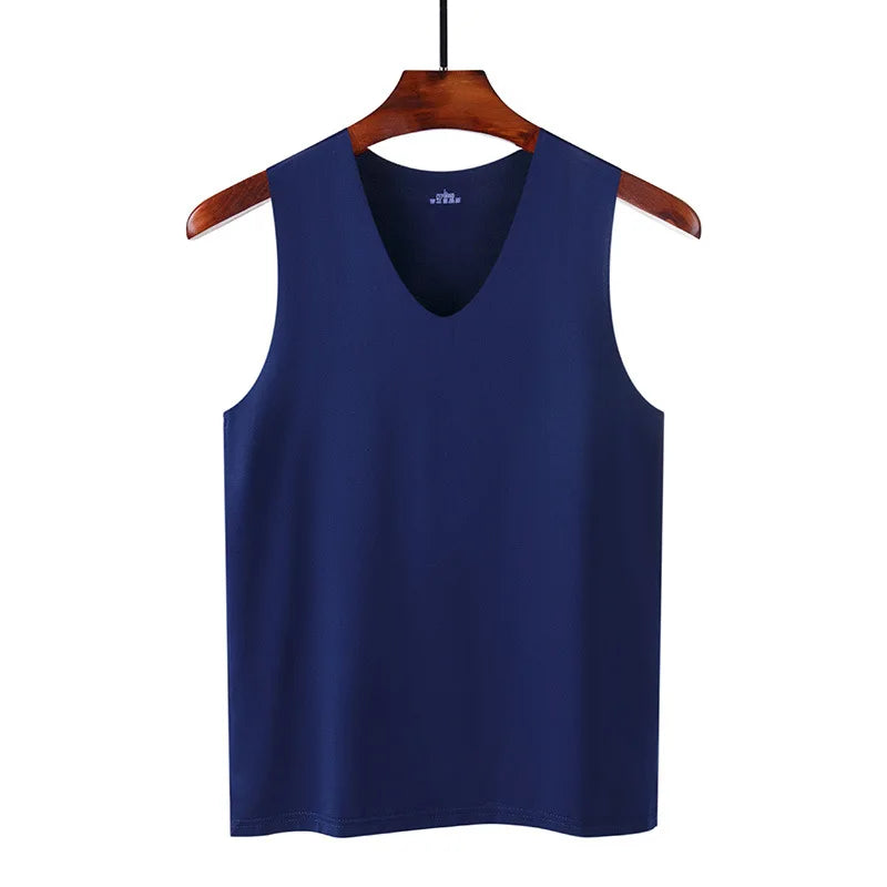 Ice Silk Tank Tops Seamless Mens Vest Loose Sleeveless Sport Bodysuit Vest For Men Plain Casual Summer Tank Undershirts Cool 5XL