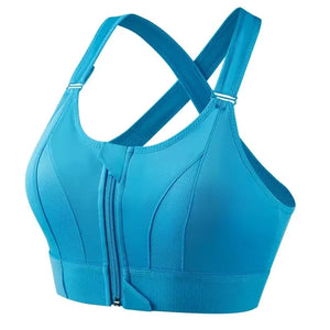 Sports Bras For Women Front Zipper Adjustable Strap Shockproof Elastic Fitness Athletic Brassiere Slim Yoga Crop Top