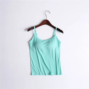 Sexy Tank With built-in bra Stretchy tight underwear no steel ring corset sling Sleeveless yoga sports casual T-shirt