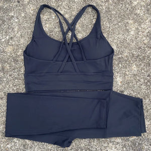 Yoga Set 2 Piece Set Gym Sports Set Women Workout Clothes Fitness Suit Cross Straps Bra High Waist Leggings Running Tracksuit