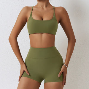 Seamless Yoga Set Sexy Workout Sportswear Gym Clothing 2Pcs Sport Sets Women Hight Waist Leggings Fitness Shorts Sport Bra Suit