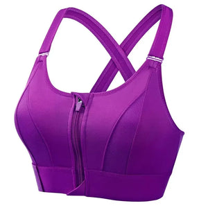 Sports Bras For Women Front Zipper Adjustable Strap Shockproof Elastic Fitness Athletic Brassiere Slim Yoga Crop Top