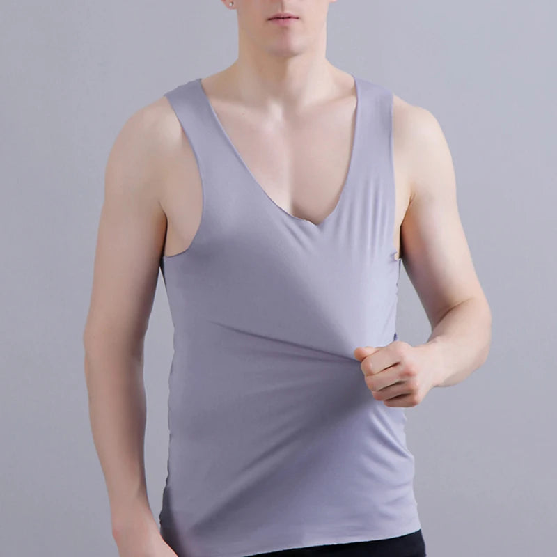 Ice Silk Tank Tops Seamless Mens Vest Loose Sleeveless Sport Bodysuit Vest For Men Plain Casual Summer Tank Undershirts Cool 5XL