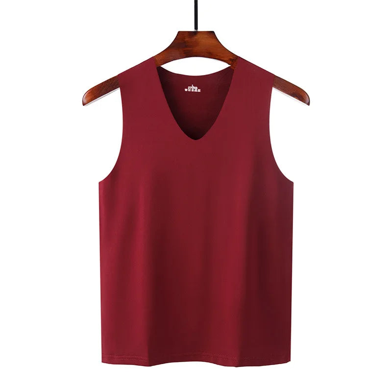 Ice Silk Tank Tops Seamless Mens Vest Loose Sleeveless Sport Bodysuit Vest For Men Plain Casual Summer Tank Undershirts Cool 5XL