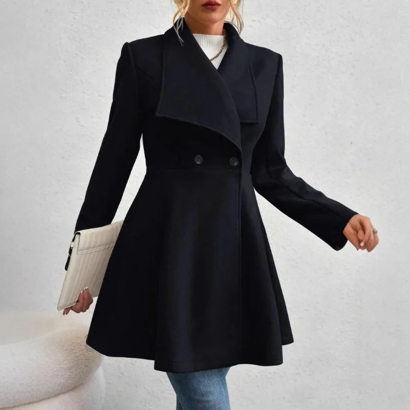 Mia Muse Women's Coats Winter Solid Color Long Sleeve Lapel Button-Up Work Coats New Year Red Valentine's Day Gift Outerwears