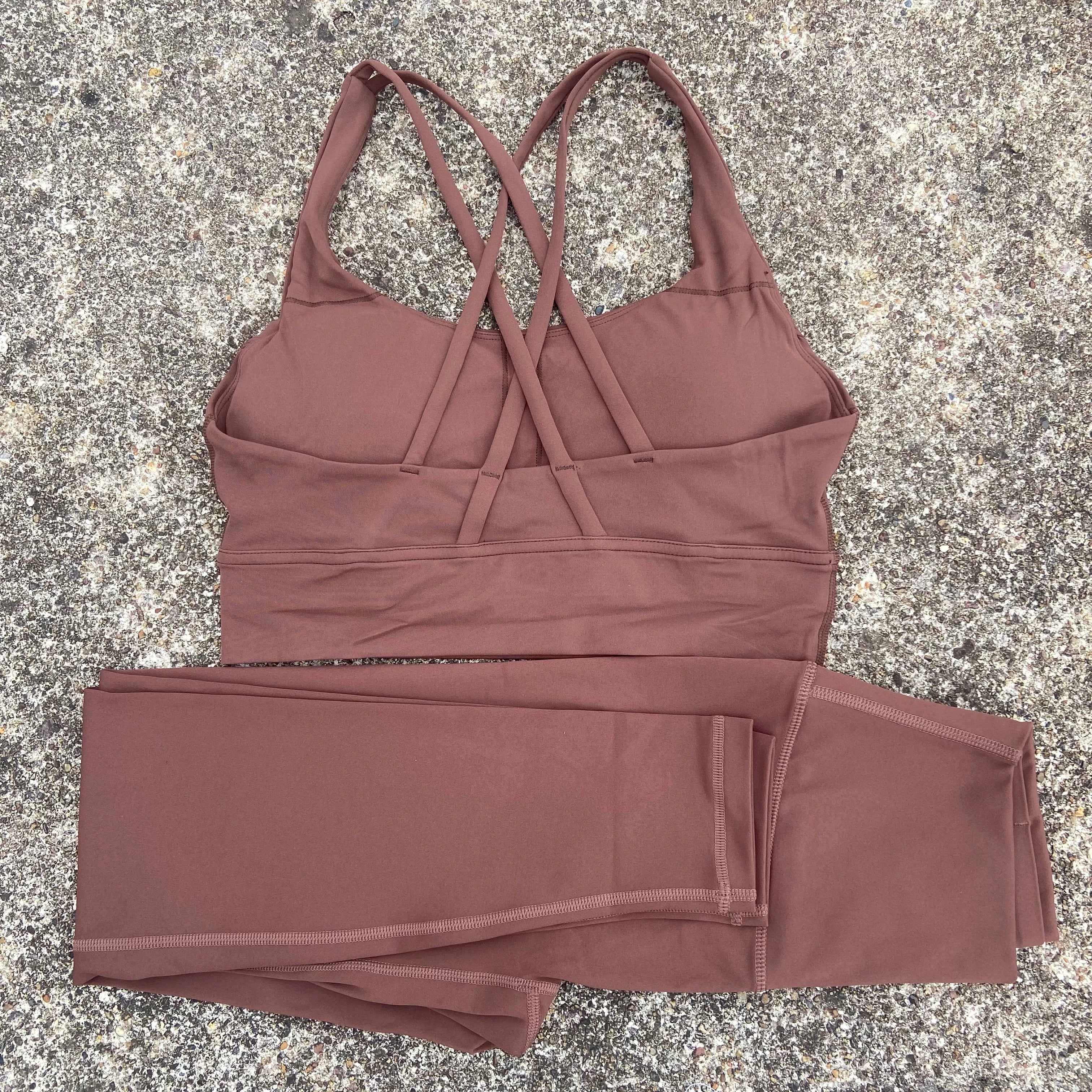 Yoga Set 2 Piece Set Gym Sports Set Women Workout Clothes Fitness Suit Cross Straps Bra High Waist Leggings Running Tracksuit
