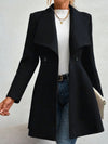 Mia Muse Women's Coats Winter Solid Color Long Sleeve Lapel Button-Up Work Coats New Year Red Valentine's Day Gift Outerwears