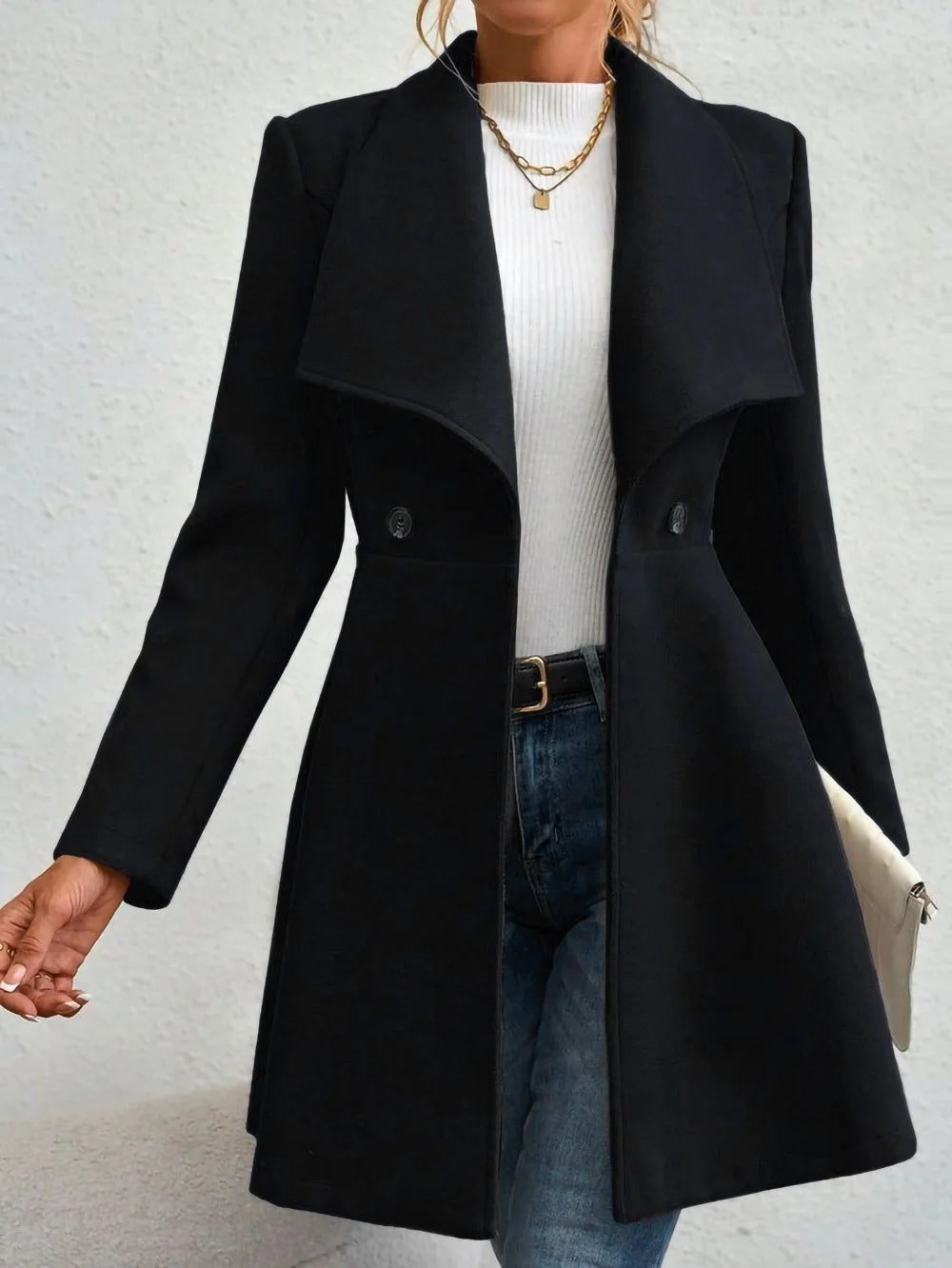 Mia Muse Women's Coats Winter Solid Color Long Sleeve Lapel Button-Up Work Coats New Year Red Valentine's Day Gift Outerwears