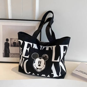 Mickey Cartoon Canvas Bags Kawaii Anime Handbags Women's Fashion Tote Large Capacity Commuter Satchel Backpacks Christmas Gifts
