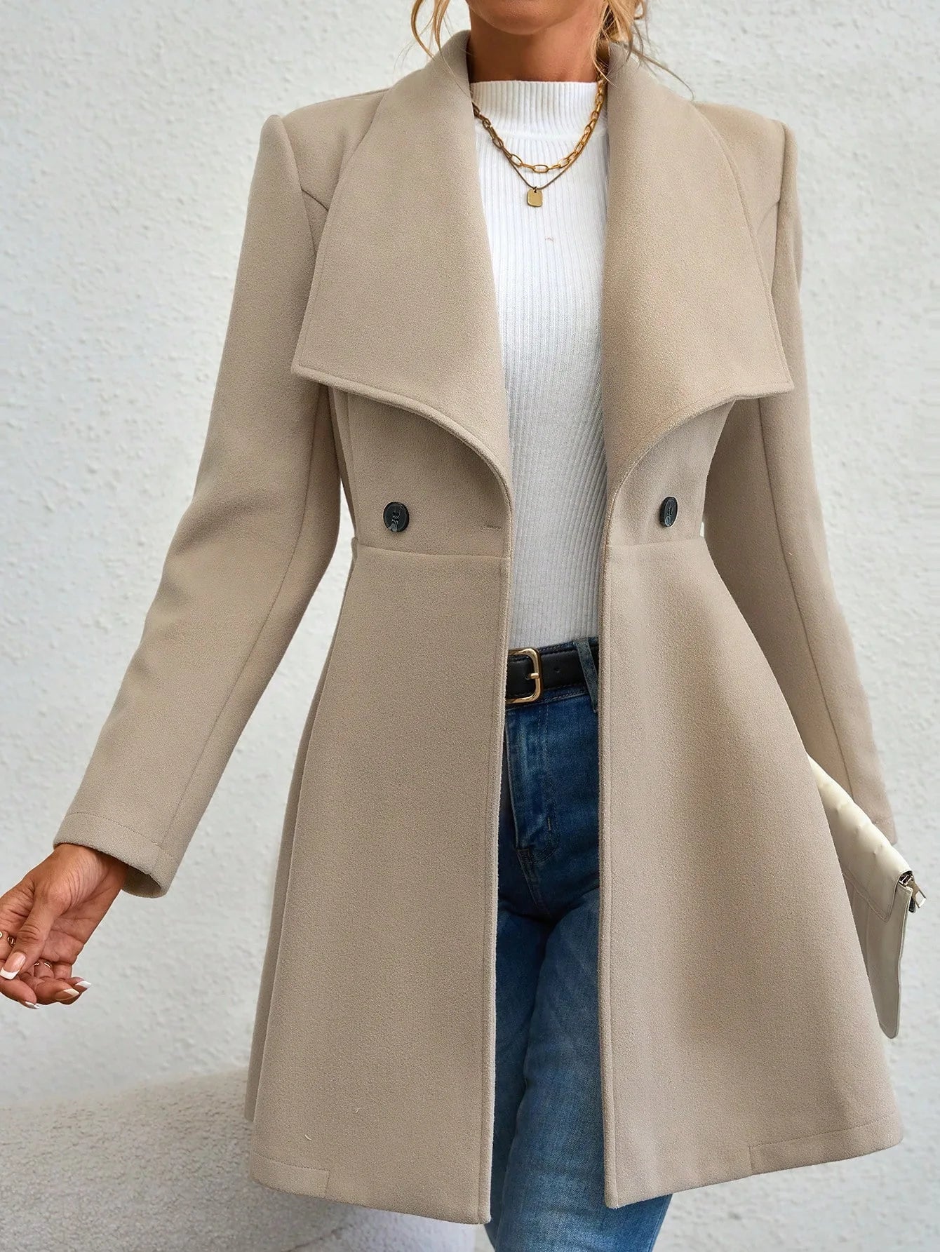 Mia Muse Women's Coats Winter Solid Color Long Sleeve Lapel Button-Up Work Coats New Year Red Valentine's Day Gift Outerwears