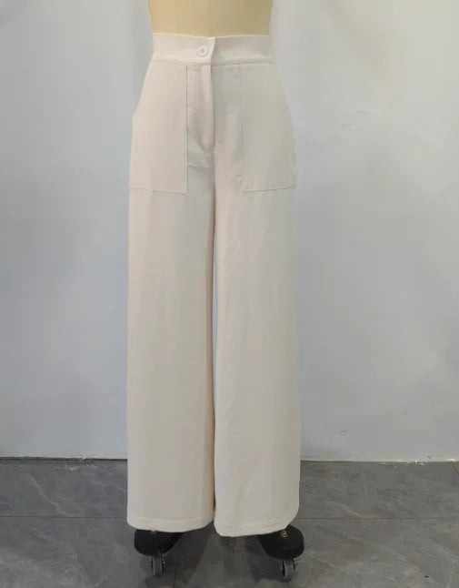 Women's Retro Fashion Trousers 2025 Spring Summer Latest Solid Color Pocket Long Version Straight Pants Versatile Suit Pants