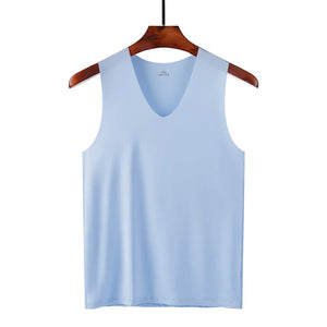 Ice Silk Tank Tops Seamless Mens Vest Loose Sleeveless Sport Bodysuit Vest For Men Plain Casual Summer Tank Undershirts Cool 5XL