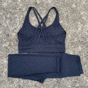 Yoga Set 2 Piece Set Gym Sports Set Women Workout Clothes Fitness Suit Cross Straps Bra High Waist Leggings Running Tracksuit