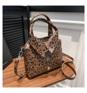 PU Square Compact Shoulder and Crossbody Bags Unique Design High Quality Handbags for Women 2024 Designer Style Leopard Print