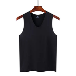 Ice Silk Tank Tops Seamless Mens Vest Loose Sleeveless Sport Bodysuit Vest For Men Plain Casual Summer Tank Undershirts Cool 5XL