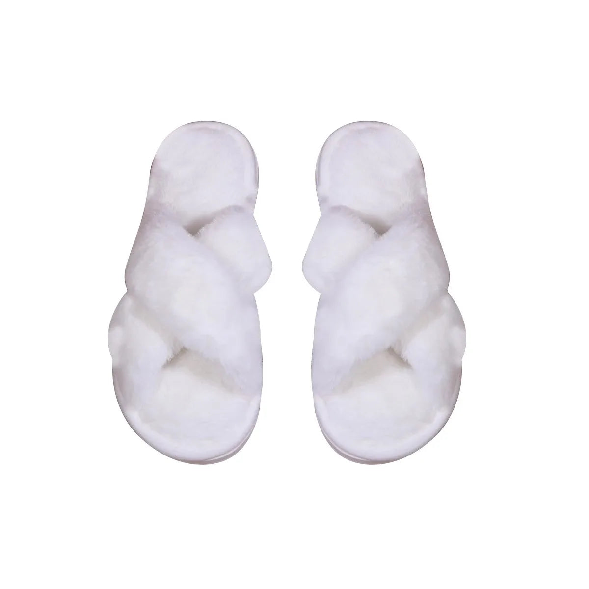 Cross opening spring and autumn home anti slip flat bottomed couple style fashionable and simple open toed hairy slippers