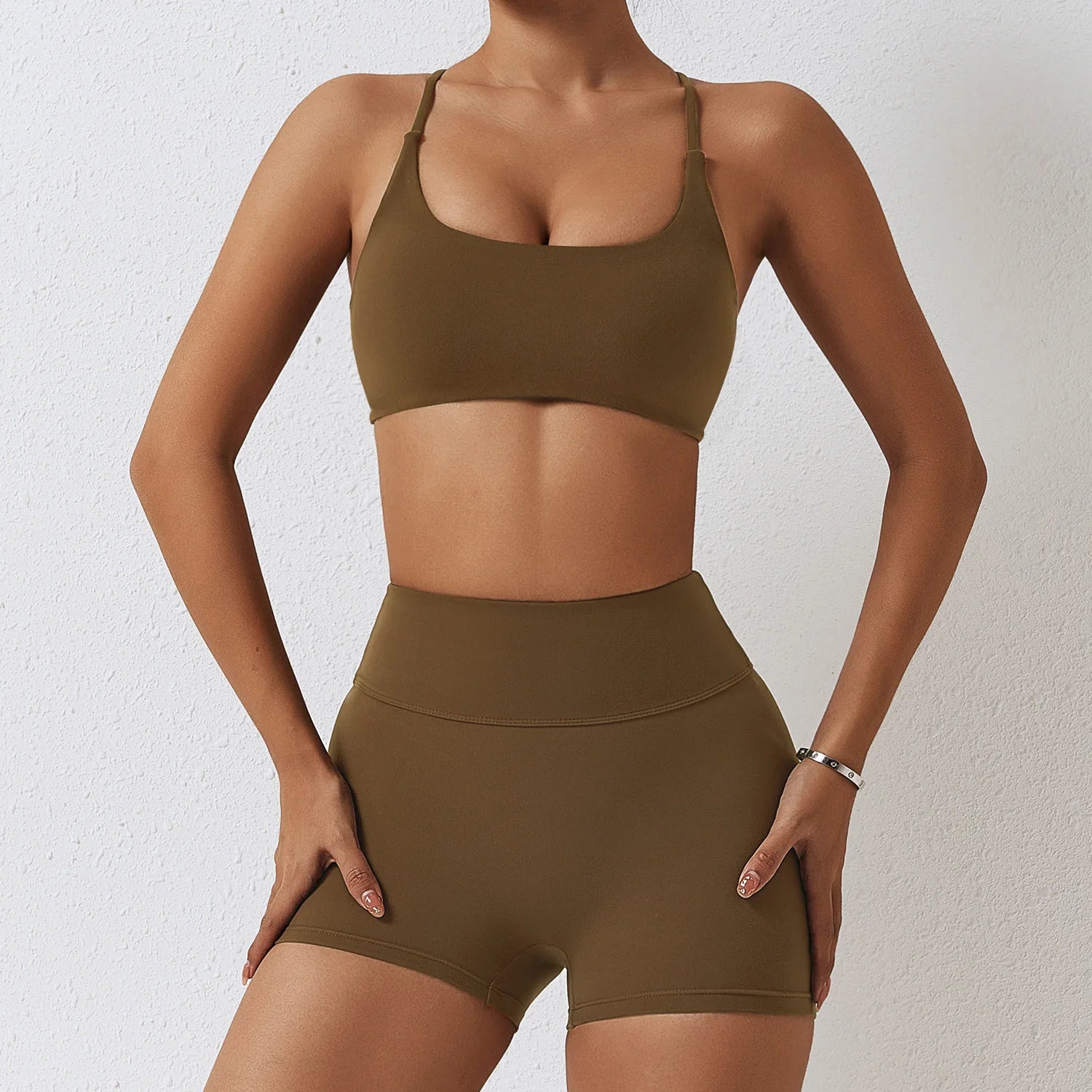 Seamless Yoga Set Sexy Workout Sportswear Gym Clothing 2Pcs Sport Sets Women Hight Waist Leggings Fitness Shorts Sport Bra Suit