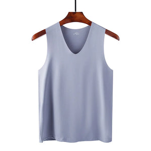 Ice Silk Tank Tops Seamless Mens Vest Loose Sleeveless Sport Bodysuit Vest For Men Plain Casual Summer Tank Undershirts Cool 5XL